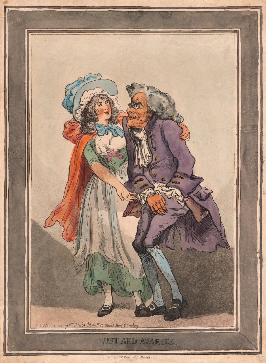 वासना और अविारिस, पब। 1788 (हाथ के रंग का उत्कीर्णन) द्वारा थॉमस रोलैंड्सन