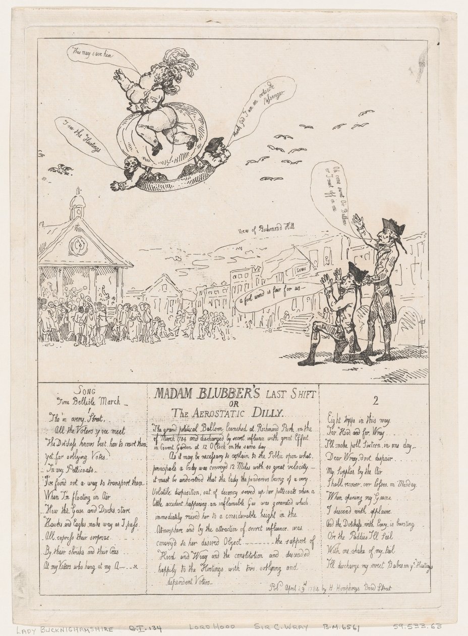 मैडम ब्लबर की लास्ट शिफ्ट या द एरोस्टैटिक डेली, 29 अप्रैल, 1784., 29 अप्रैल, 1784। द्वारा थॉमस रोलैंड्सन