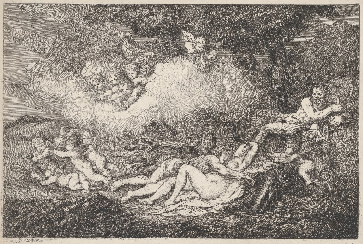 पुट्टी के साथ मार्स एंड स्लीपिंग वीनस, 1799., 1799। द्वारा थॉमस रोलैंड्सन
