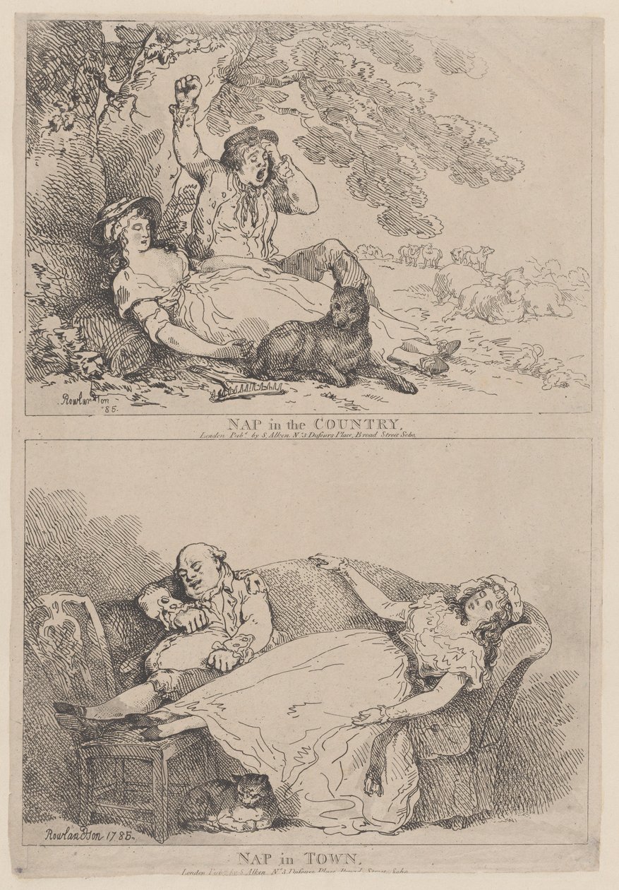 नेप इन द कंट्री, नेप इन टाउन, 1785., 1785। द्वारा थॉमस रोलैंड्सन