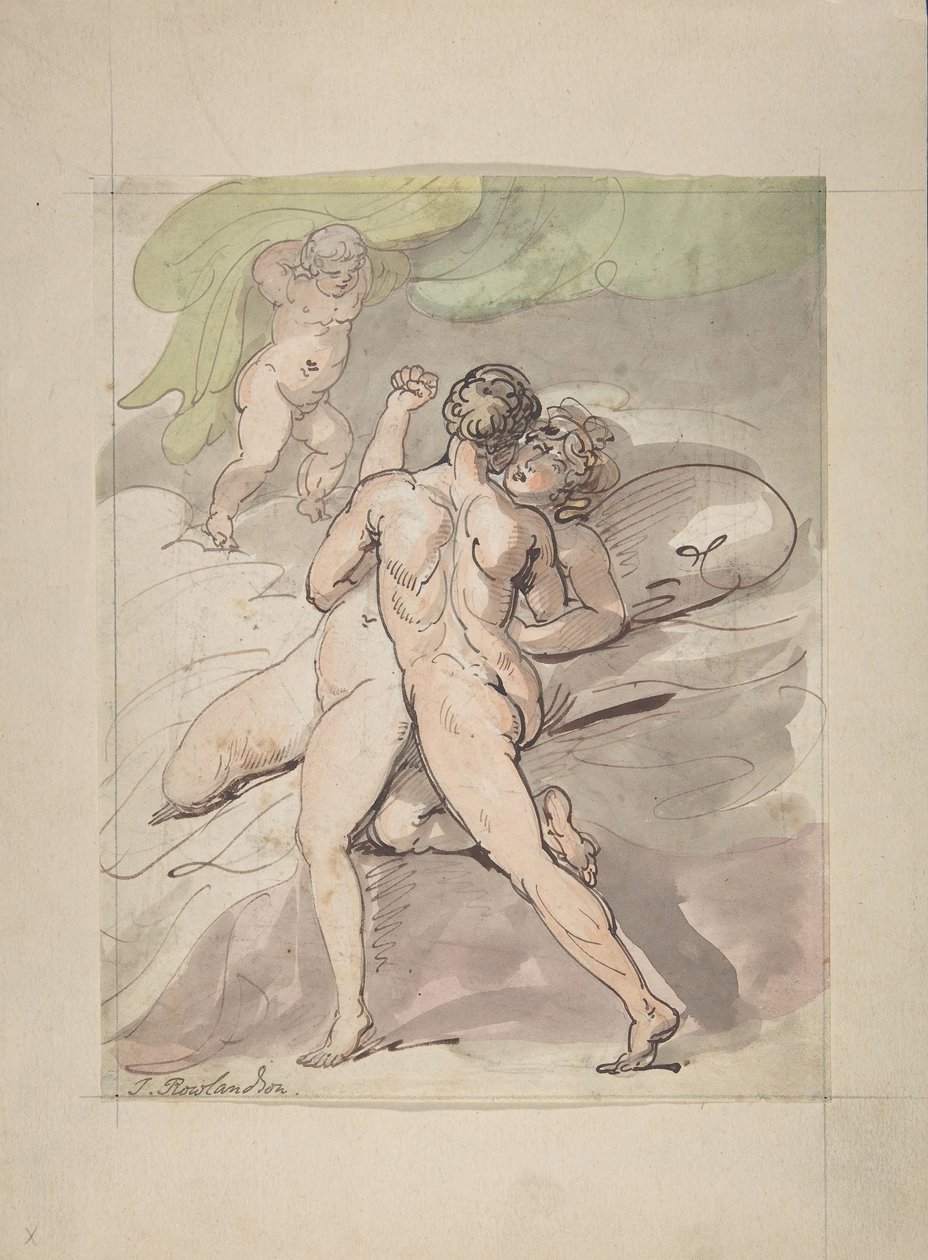 नग्न युगल आलिंगन, 1780-1827। द्वारा थॉमस रोलैंड्सन