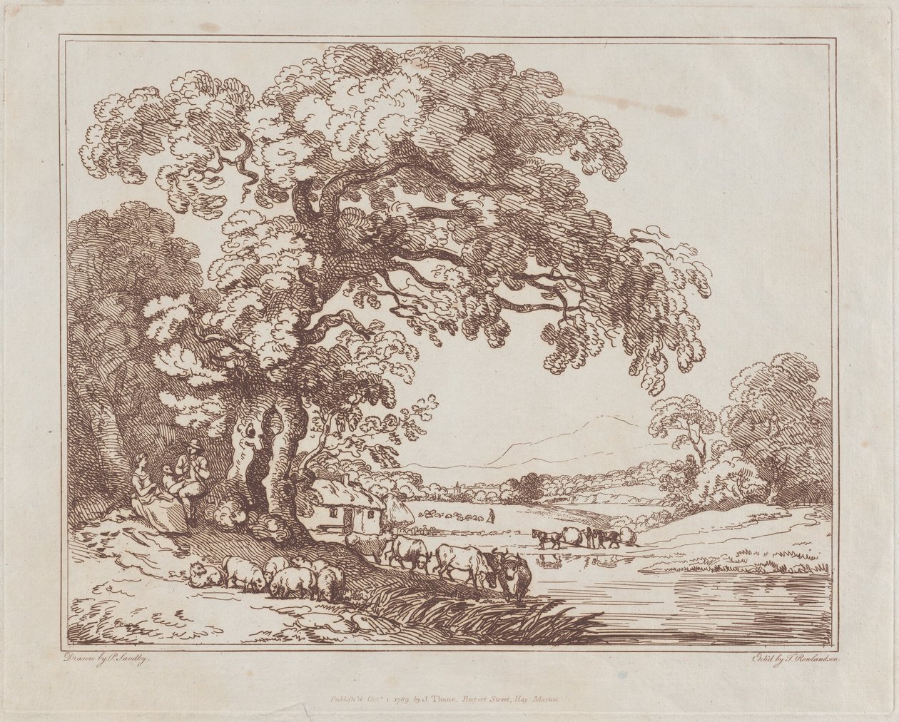 देहाती रिवरसाइड दृश्य, 1789।, 1789। द्वारा थॉमस रोलैंड्सन