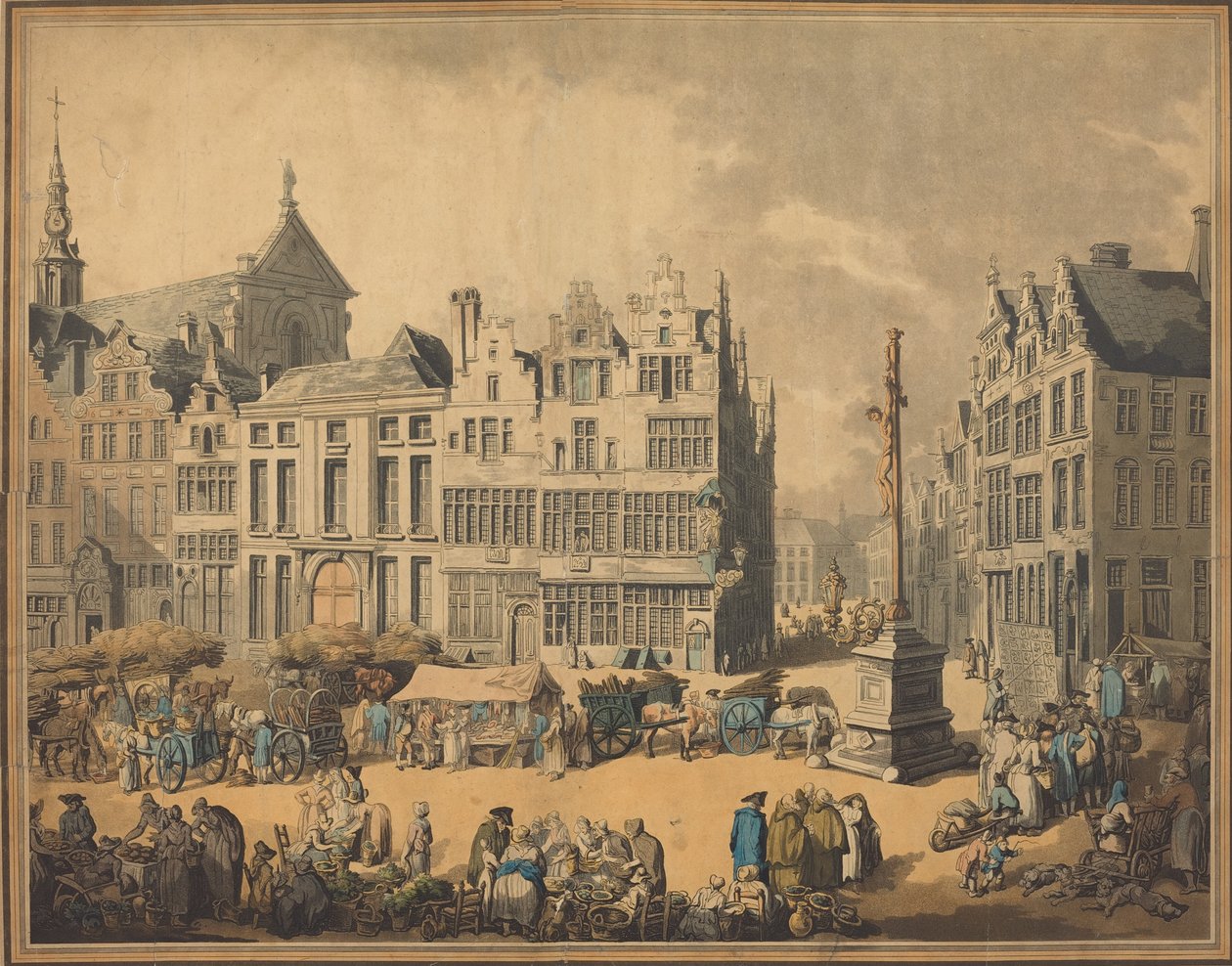 एंटवर्प, 1797 में प्लेस डी मीर। द्वारा थॉमस रोलैंड्सन