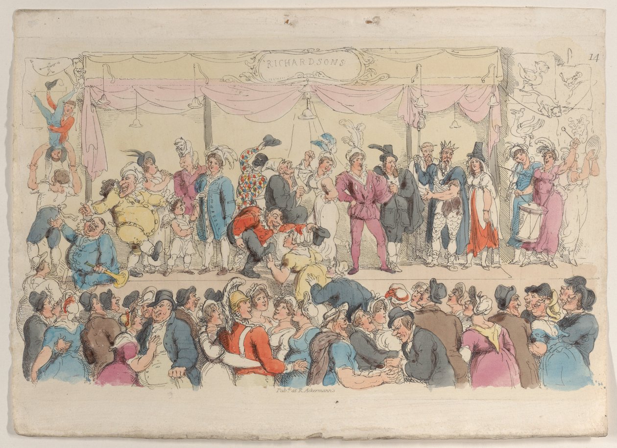 प्लेट 14: रिचर्डसन का शो, वर्ल्ड इन मिनिएचर से, 1816., 1816। द्वारा थॉमस रोलैंड्सन