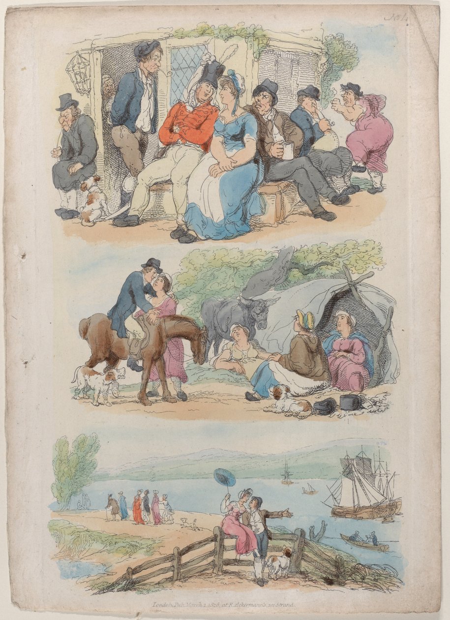 प्लेट 4: रिक्रूटिंग, फ्रॉम वर्ल्ड इन मिनिएचर, 1816., 1816। द्वारा थॉमस रोलैंड्सन
