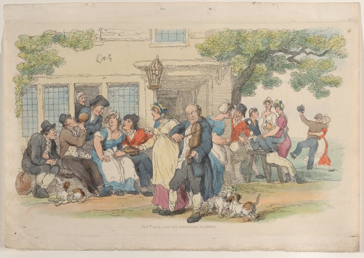 प्लेट 6: द एले-हाउस डोर, फ्रॉम वर्ल्ड इन मिनिएचर, 1816., 1816। द्वारा थॉमस रोलैंड्सन