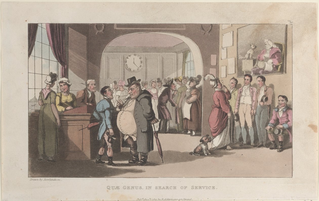 सेवा की खोज में क्वे जीनस, द हिस्ट्री ऑफ़ जॉनी क्वे जीनस से, द लिट..., 1 अगस्त, 1821। द्वारा थॉमस रोलैंड्सन