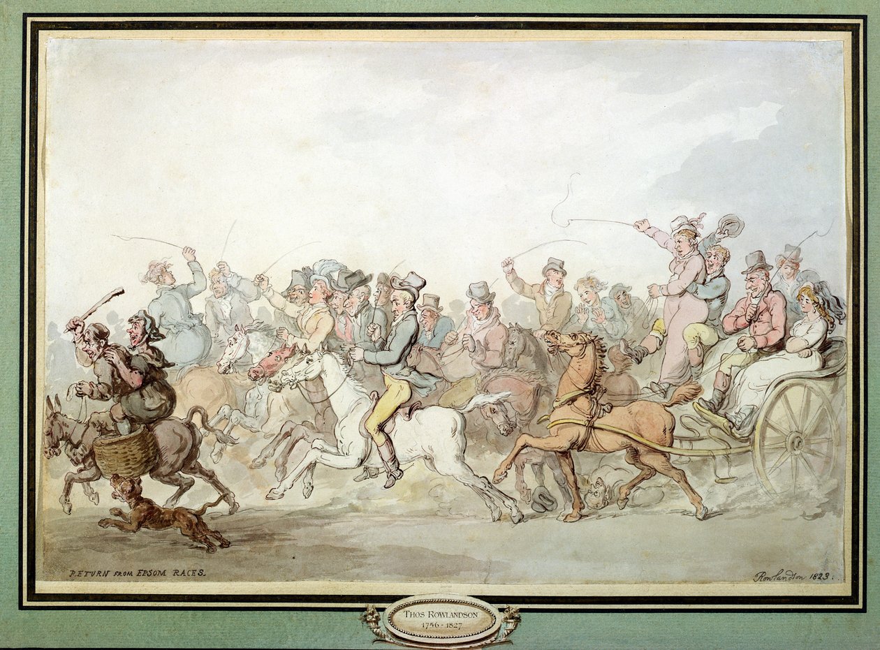 Epsom दौड़, 1823 से लौटें (कलम, कागज पर पेंसिल und w) द्वारा थॉमस रोलैंड्सन