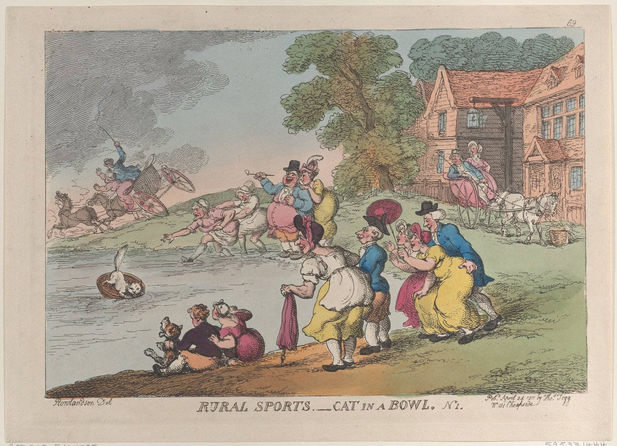 रूरल स्पोर्ट्स: कैट इन ए बाउल, 24 अप्रैल, 1811., 24 अप्रैल, 1811। द्वारा थॉमस रोलैंड्सन