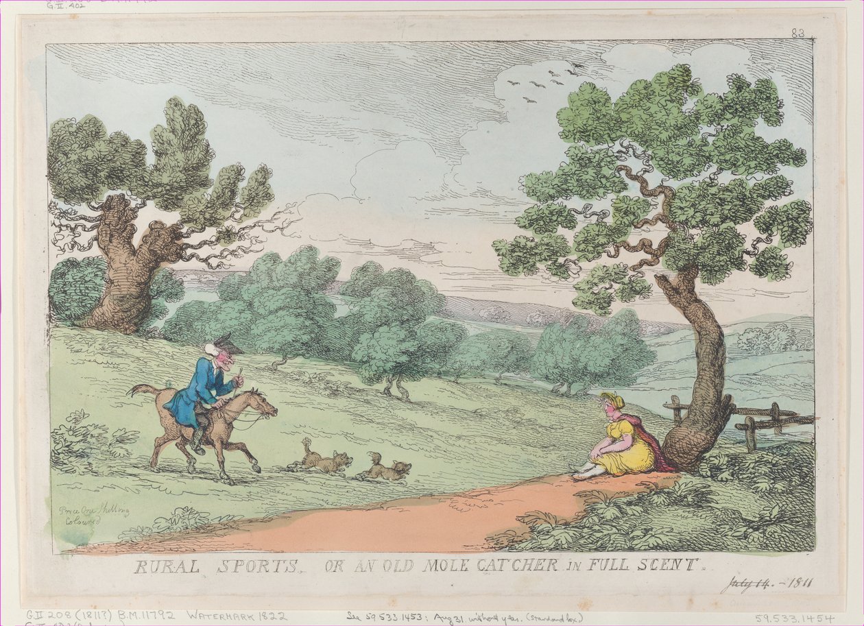 रूरल स्पोर्ट्स, ऑर एन ओल्ड मोल कैचर इन फुल सेंट, [1811], पुनर्मुद्रण, [1811], पुनर्मुद्रण। द्वारा थॉमस रोलैंड्सन