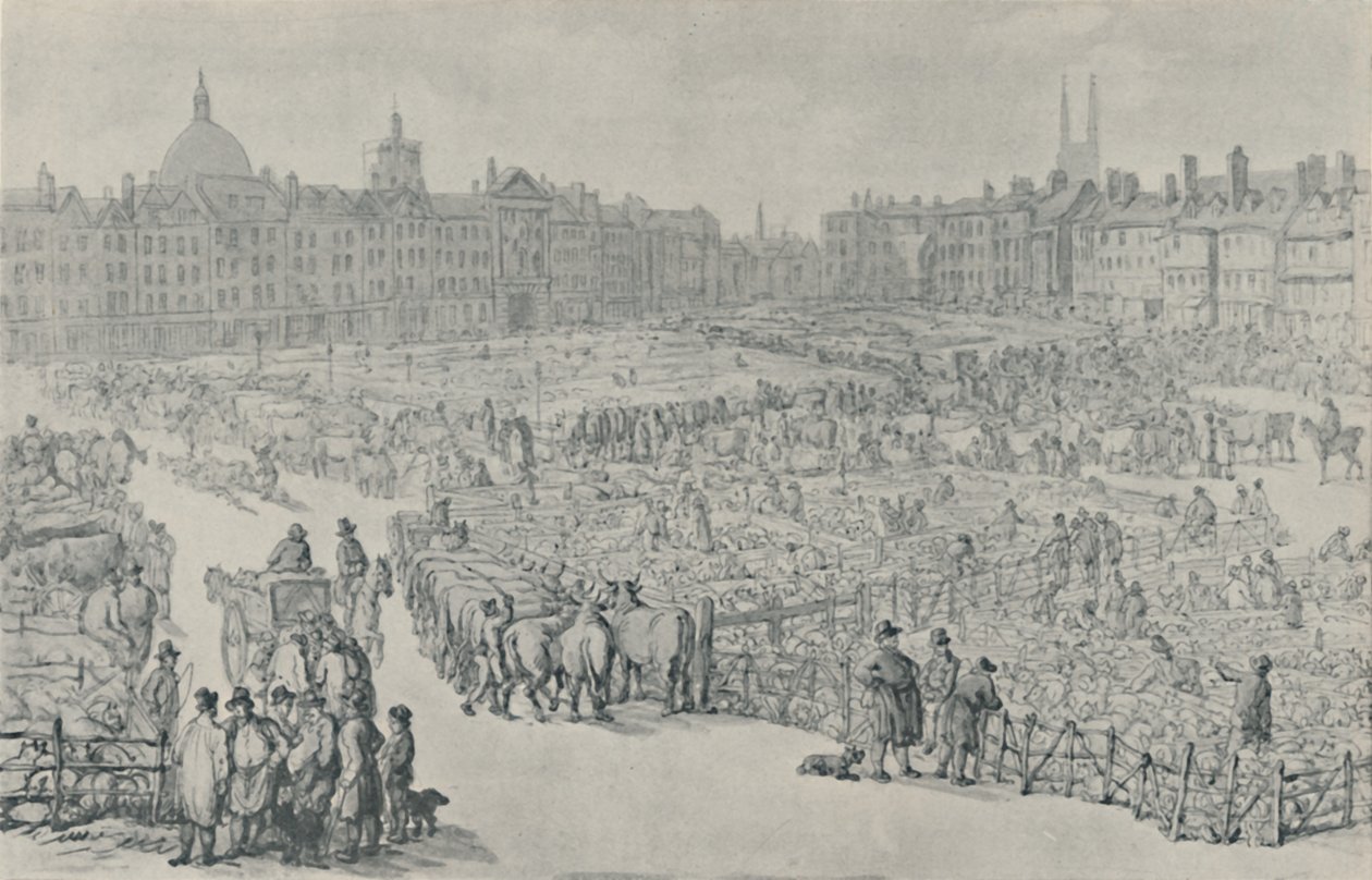स्मिथफील्ड मार्केट, 1810, 1920 द्वारा थॉमस रोलैंड्सन
