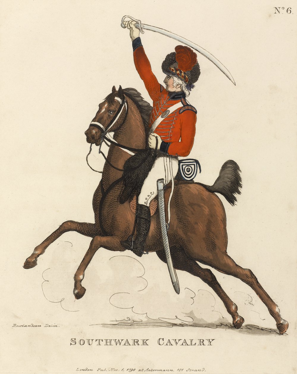 साउथवार्क कैवलरी, c.1799 (रंगीन एक्वाटिंट) द्वारा थॉमस रोलैंड्सन
