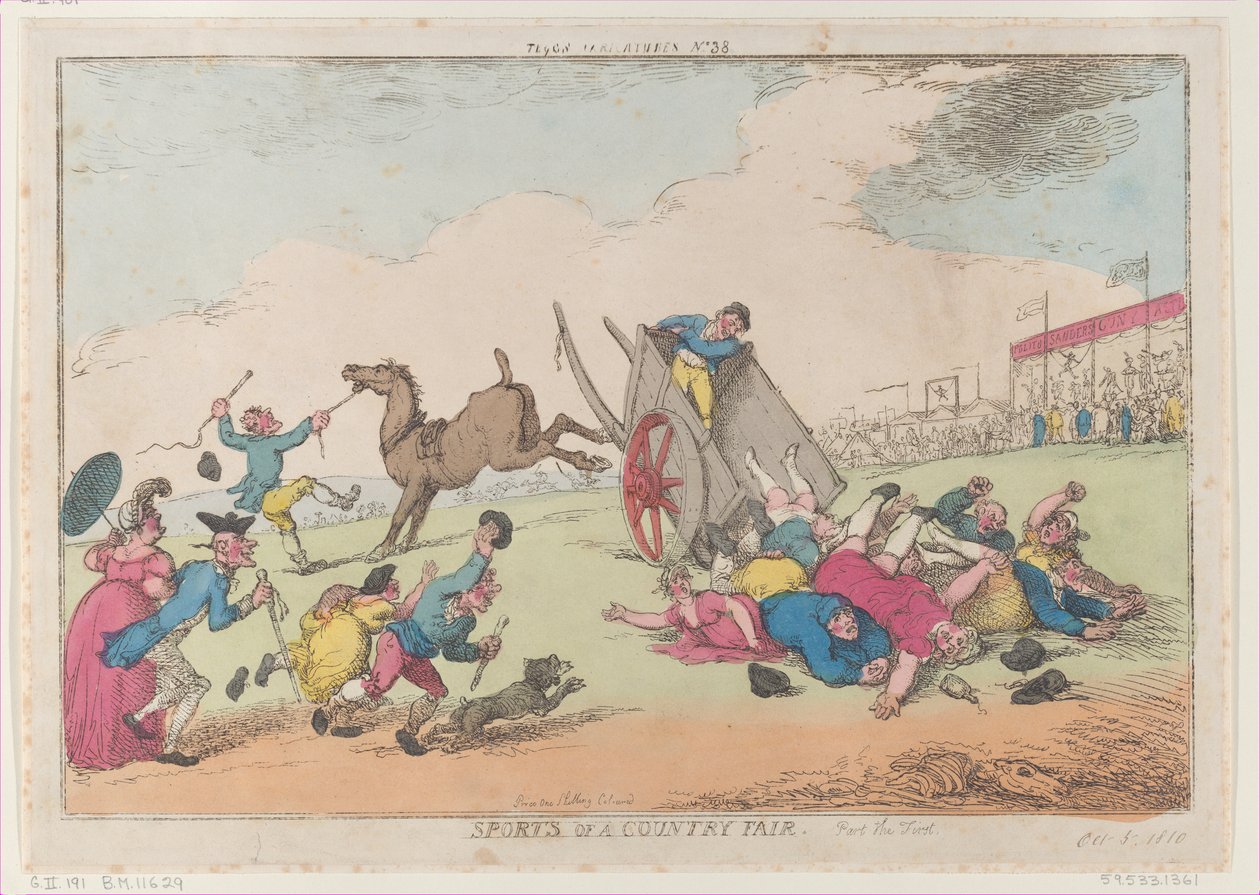 स्पोर्ट्स ऑफ़ ए कंट्री फेयर, पार्ट द फर्स्ट, 5 अक्टूबर, 1810., 5 अक्टूबर, 1810। द्वारा थॉमस रोलैंड्सन