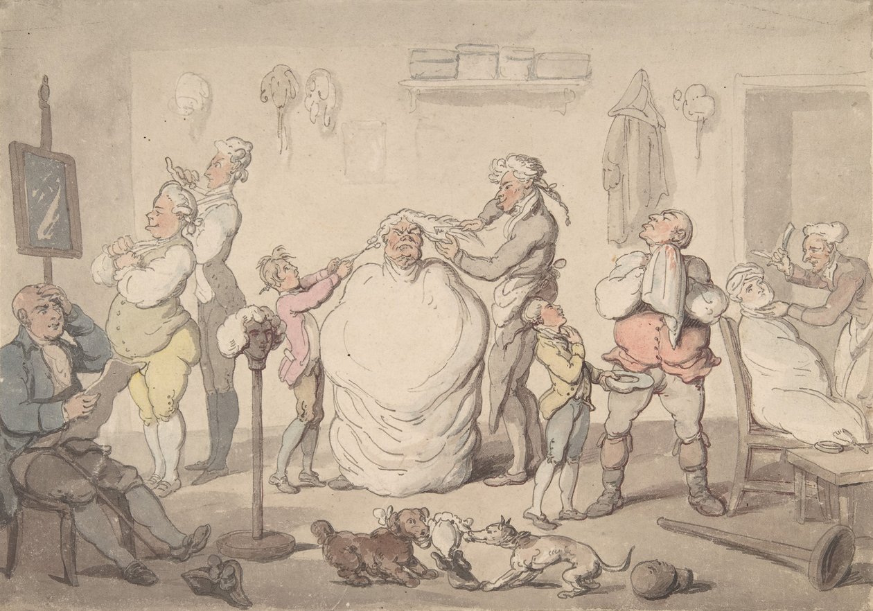 नाई की दुकान, 1785-1805। द्वारा थॉमस रोलैंड्सन