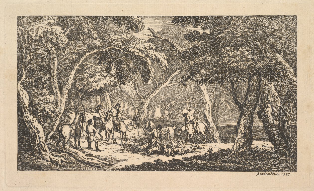 द डेथ - फॉक्स हंटिंग - ए लैंडस्केप सीन, 1787। द्वारा थॉमस रोलैंड्सन