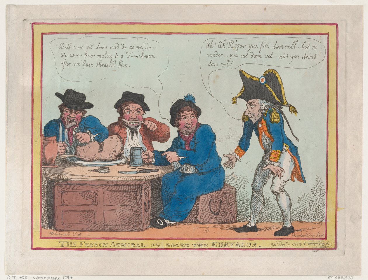 11 दिसंबर, 1803, 11 दिसंबर, 1803 को यूरेलस पर फ्रांसीसी एडमिरल। द्वारा थॉमस रोलैंड्सन