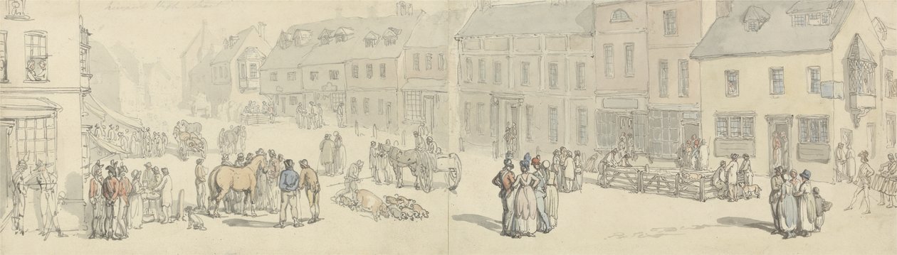 मार्केट स्ट्रीट, न्यूपोर्ट, आइल ऑफ वाइट, c.1797-1800 पर उच्च स्ट्रीट द्वारा थॉमस रोलैंड्सन