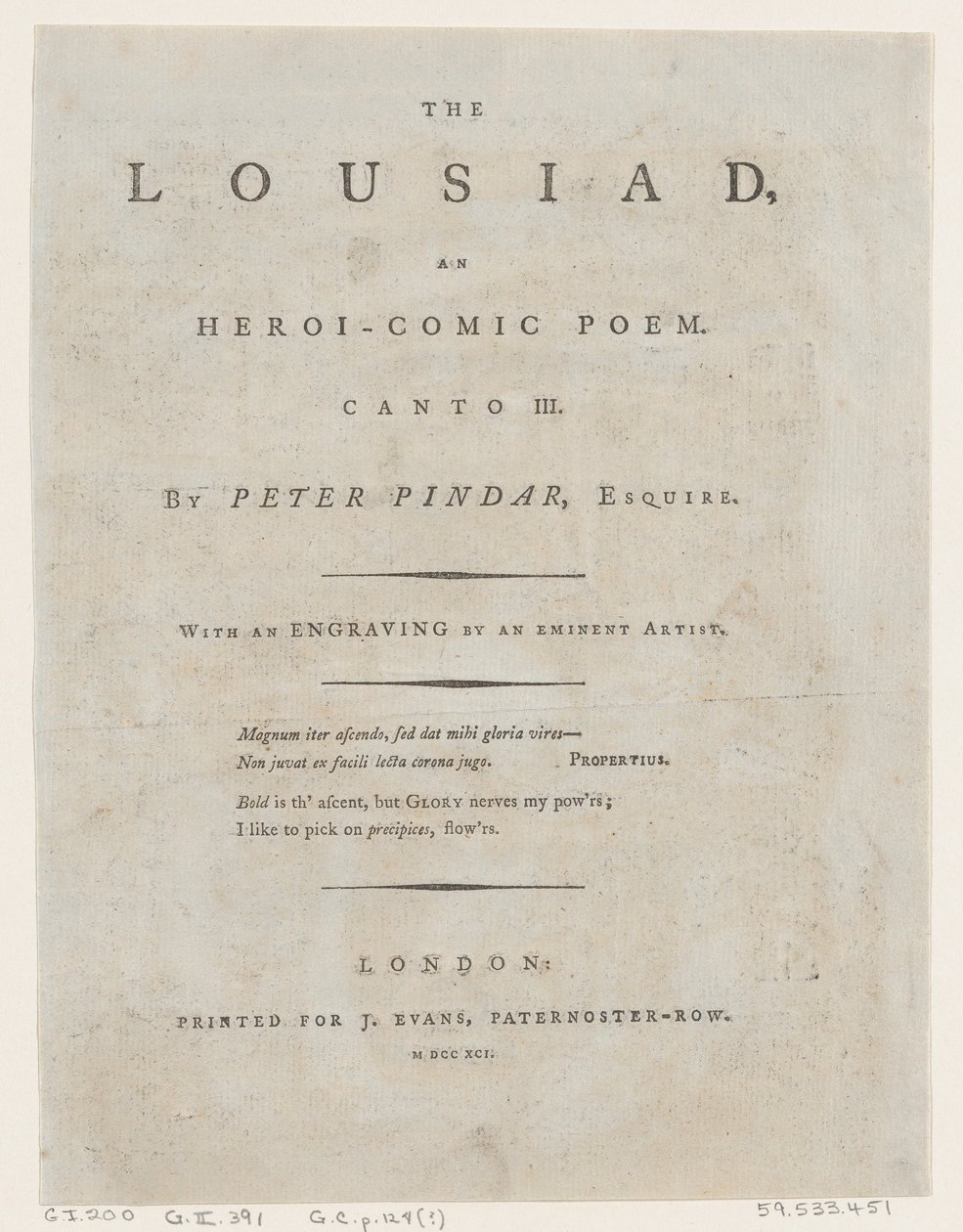 लुसियाड पीटर पिंडर द्वारा, फ्रंटिसपीस, 1787., 1787। द्वारा थॉमस रोलैंड्सन
