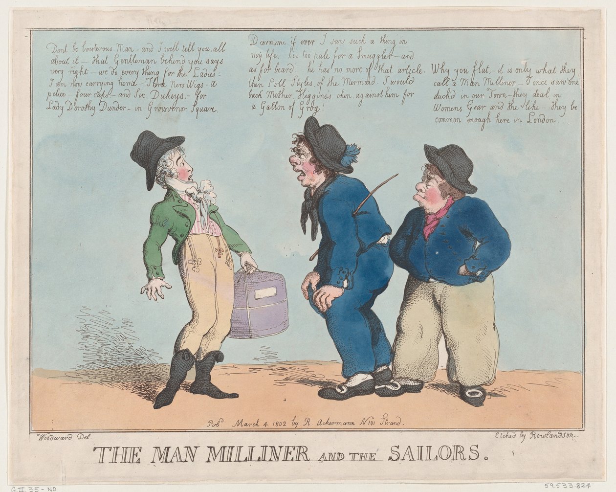 मैन Milliner और नाविकों, 4 मार्च, 1802।, 4 मार्च, 1802। द्वारा थॉमस रोलैंड्सन