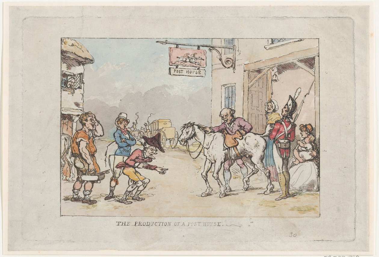 पोस्ट हाउस का उत्पादन, 1808, 1808। द्वारा थॉमस रोलैंड्सन