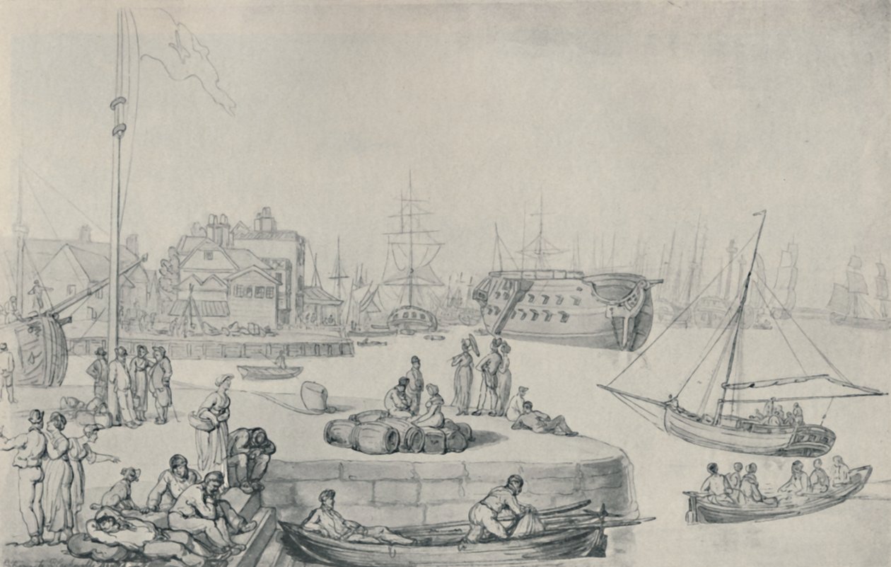 द क्वै, ब्लैकवॉल डॉक्स, 1810, 1920 द्वारा थॉमस रोलैंड्सन