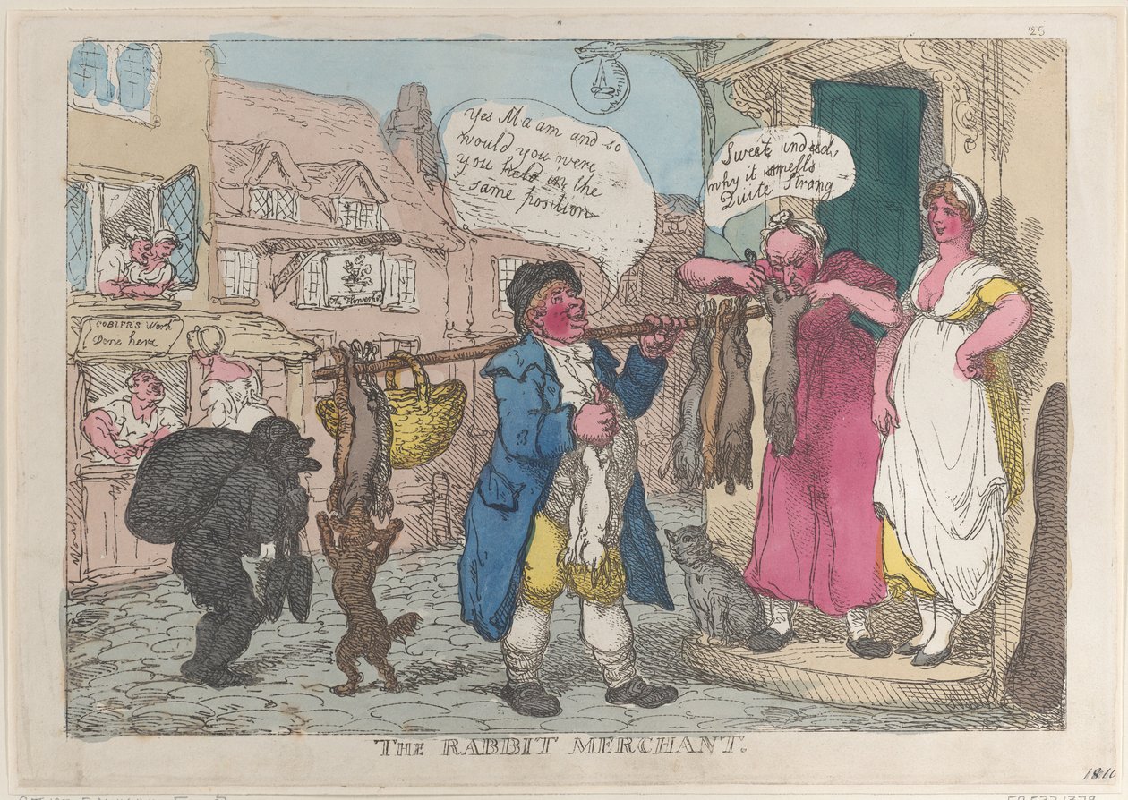 द रैबिट मर्चेंट, 1810., 1810। द्वारा थॉमस रोलैंड्सन