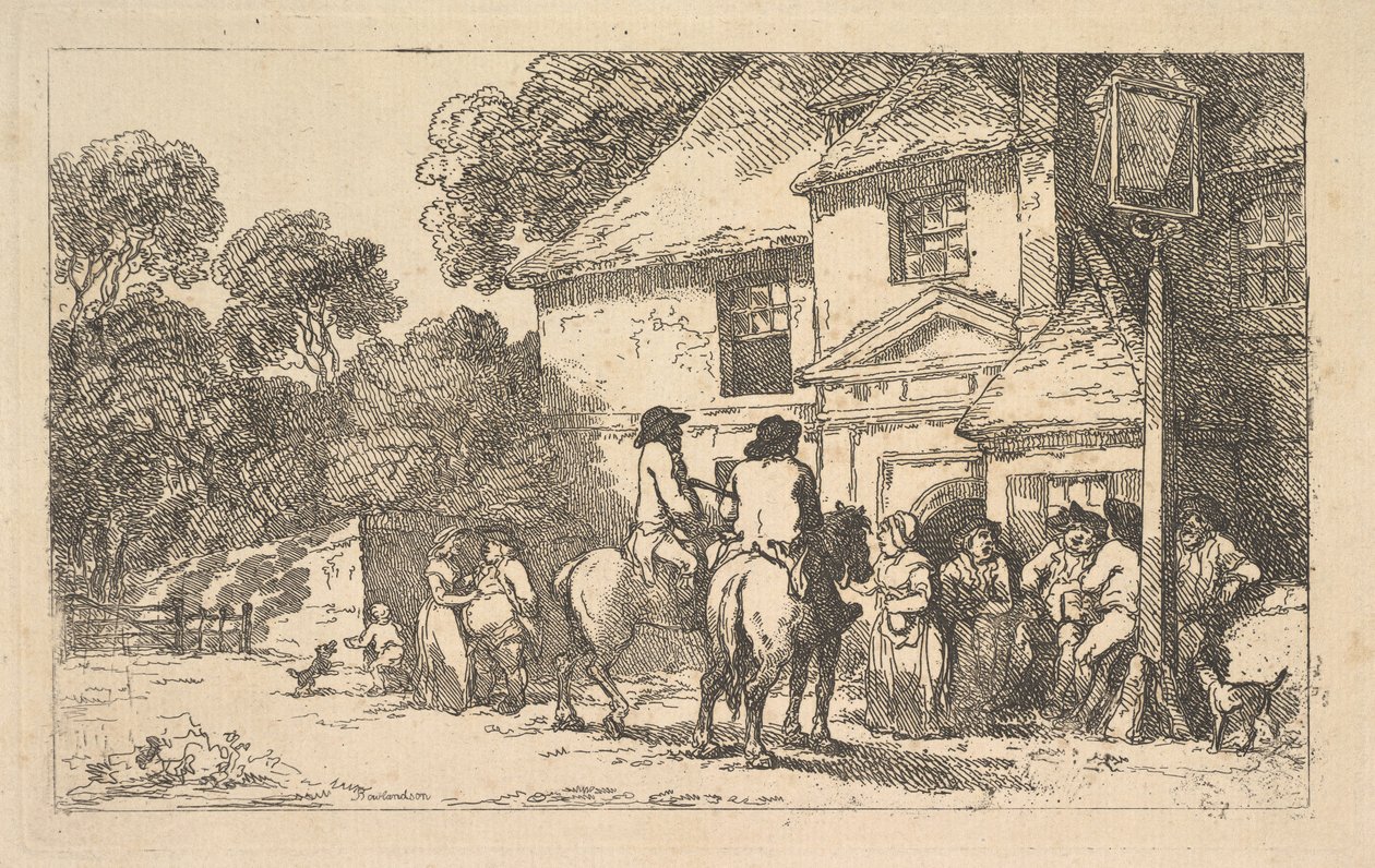 द थ्री हॉर्सशो, ए रोडसाइड इन, 18 दिसंबर, 1787। द्वारा थॉमस रोलैंड्सन