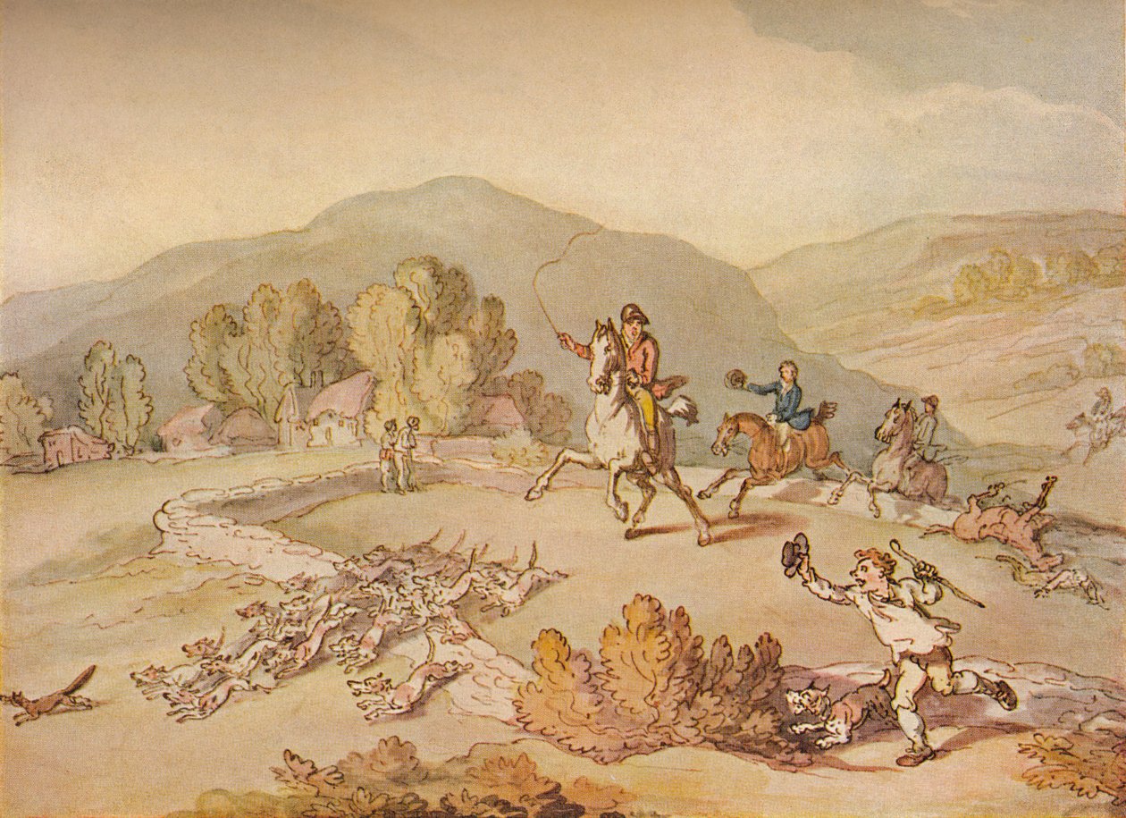 द विलेज हंट, c1800, 1922 द्वारा थॉमस रोलैंड्सन