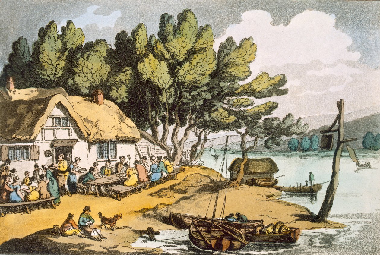 न्यूपोर्ट, आइल ऑफ वाइट, पब के पास देखें। 1822. द्वारा थॉमस रोलैंड्सन