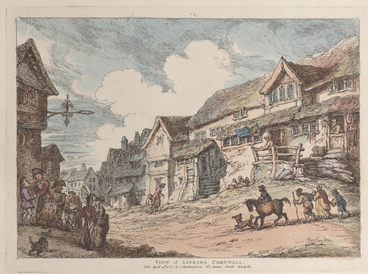 12 अप्रैल, 1812, 12 अप्रैल, 1812 को व्यूज़ इन कॉर्नवॉल से लिस्कार्ड, कॉर्नवाल का दृश्य। द्वारा थॉमस रोलैंड्सन