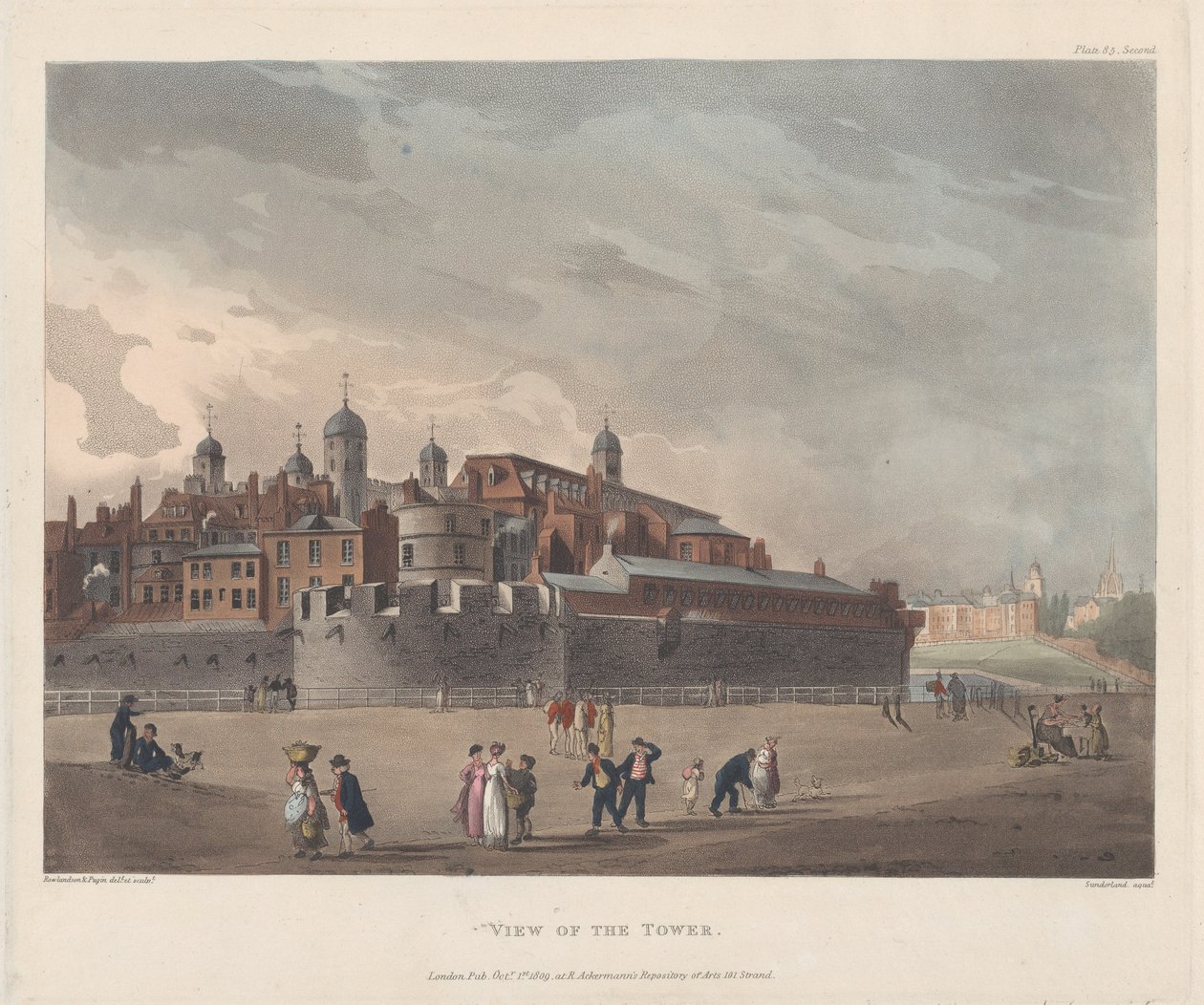 टॉवर का दृश्य, 1 अक्टूबर, 1809।, 1 अक्टूबर, 1809 द्वारा थॉमस रोलैंड्सन