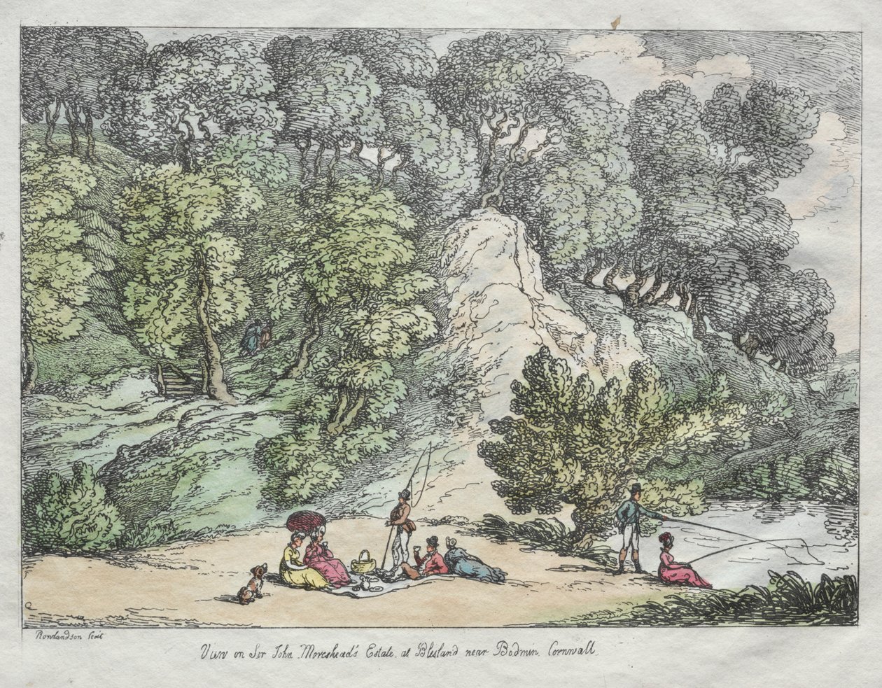 बर्डमिन, कॉर्नवाल, 1805 के पास ब्लिसलैंड में सर जॉन मोरेशिड्स एस्टेट पर देखें। द्वारा थॉमस रोलैंड्सन