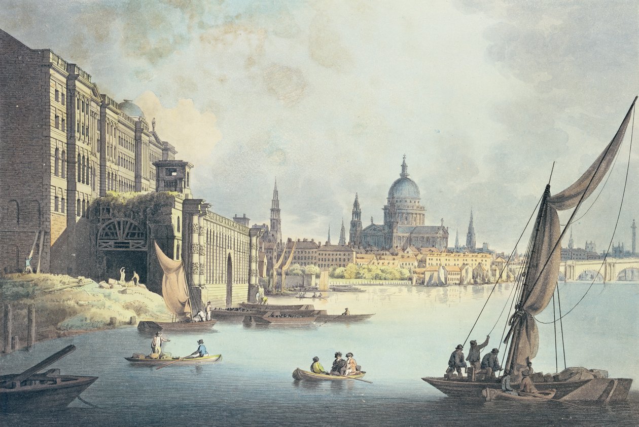 समरसेट हाउस और टेम्स का दृश्य, 1796 द्वारा थॉमस Snr। Malton