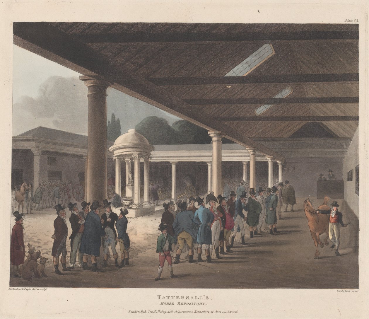 टैटरसॉल, हॉर्स रिपॉजिटरी, हाइड पार्क कॉर्नर, 1 सितंबर 1809, 1 सितंबर 1809। द्वारा थॉमस सुंदरलैंड