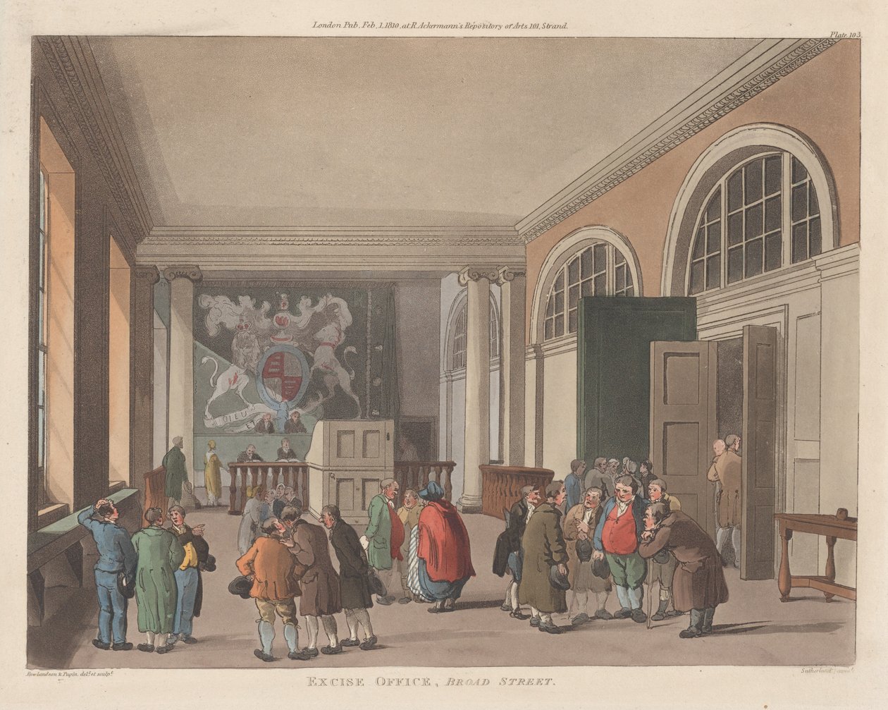 आबकारी कार्यालय, ब्रॉड स्ट्रीट, 1 फरवरी, 1810., 1 फरवरी, 1810। द्वारा थॉमस सदरलैंड