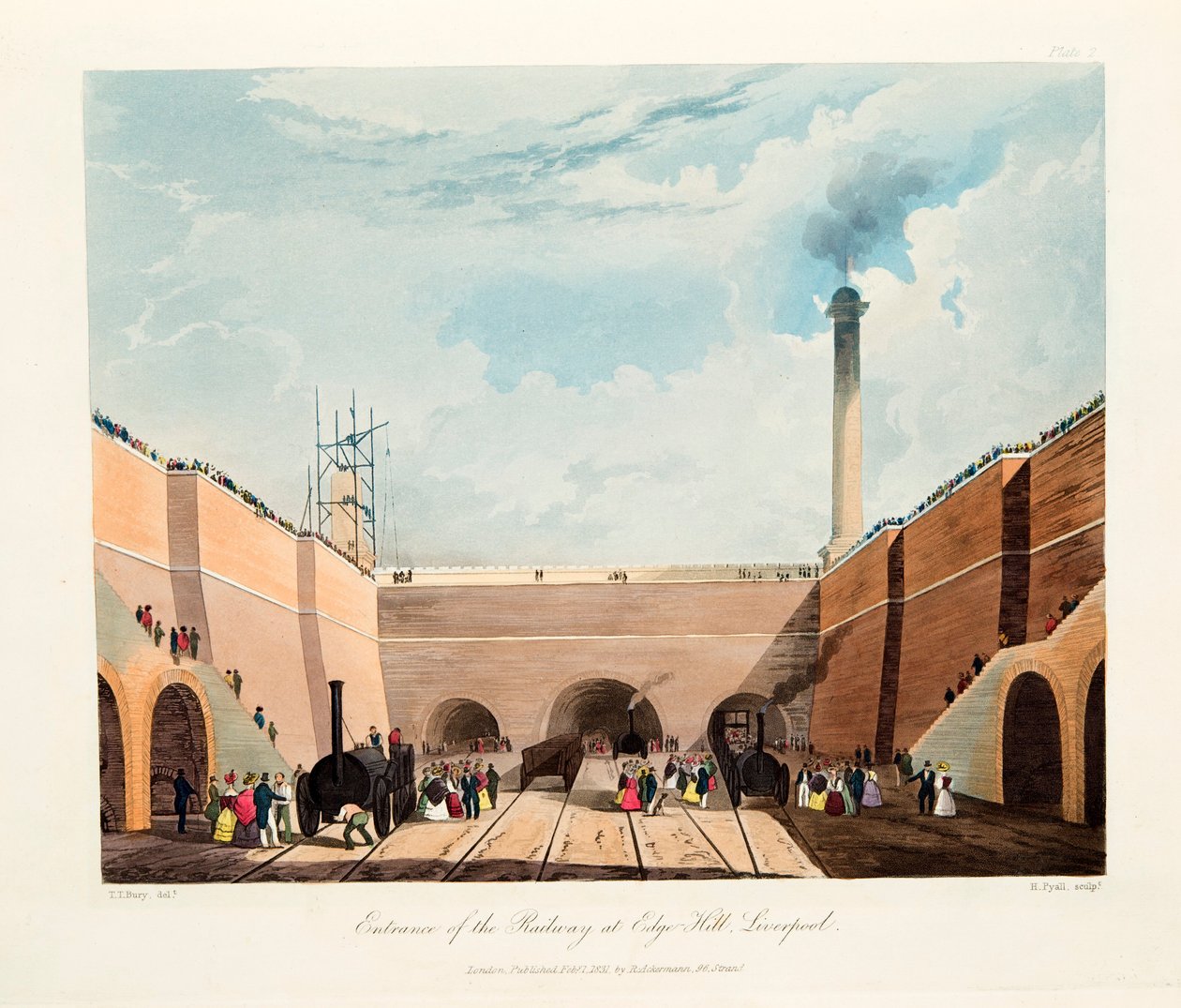 एज हिल पर रेलवे का प्रवेश, लिवरपूल, 1831 द्वारा थॉमस टैलबोट बरी