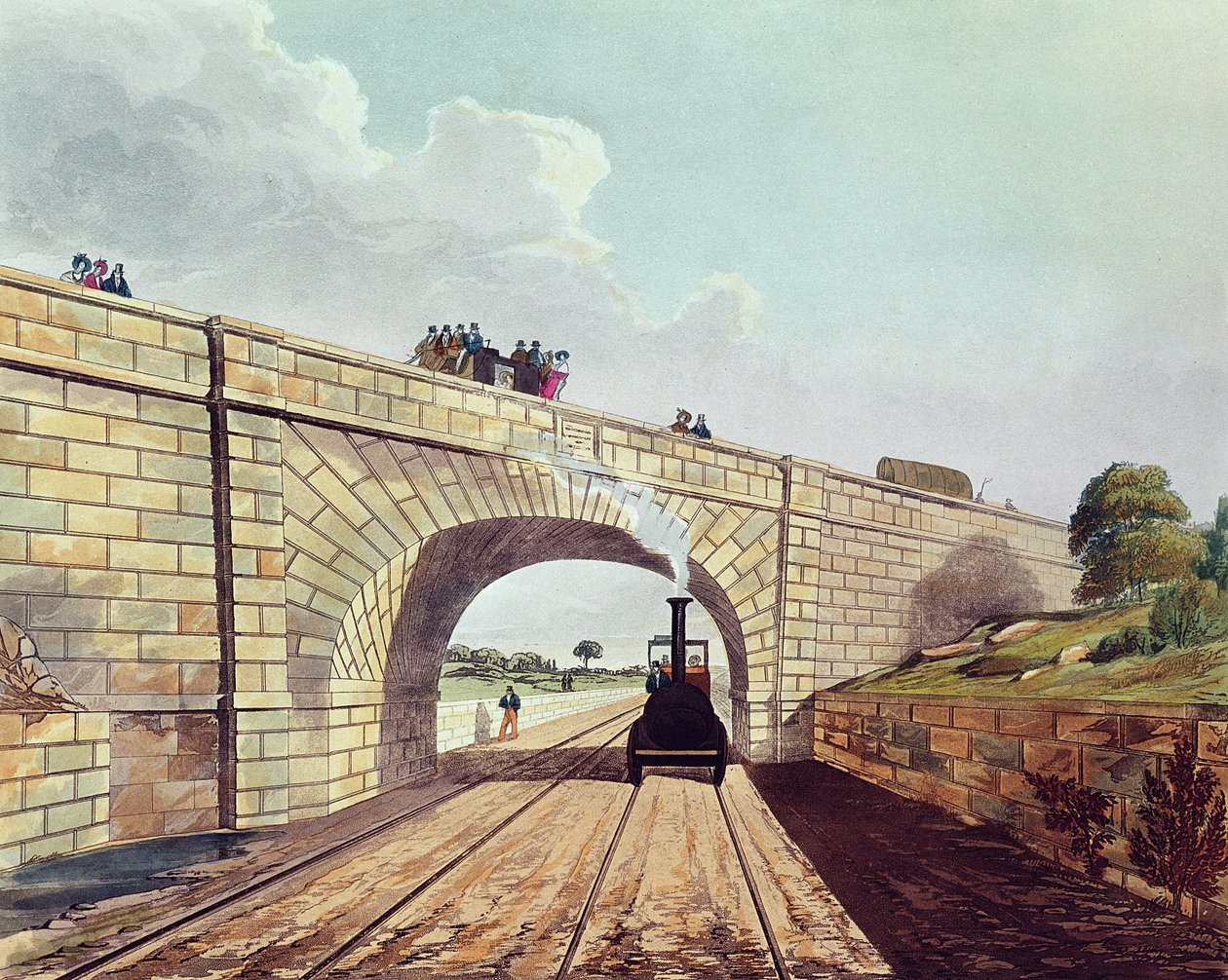 रेनहिल ब्रिज, लिवरपूल और मैनचेस्टर रेलवे से प्लेट 12, हेनरी पायल (1795-1833), द्वारा उत्कीर्ण पब। एकरमैन und कं, 1833 द्वारा द्वारा थॉमस टैलबोट बरी
