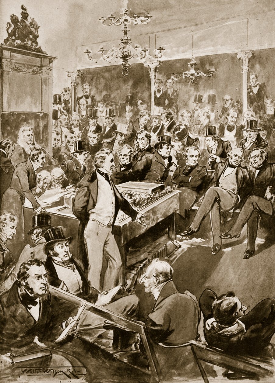 घर में सर रॉबर्ट पील, 1846, &39;हचिंसन की कहानी ब्रिटिश नेशन की कहानी&39;, c.1923 द्वारा थॉमस वाल्टर विल्सन