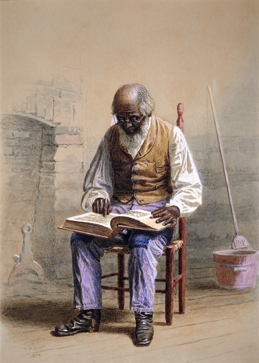 शास्त्र पढ़ना, 1874। द्वारा थॉमस वाटरमैन लकड़ी