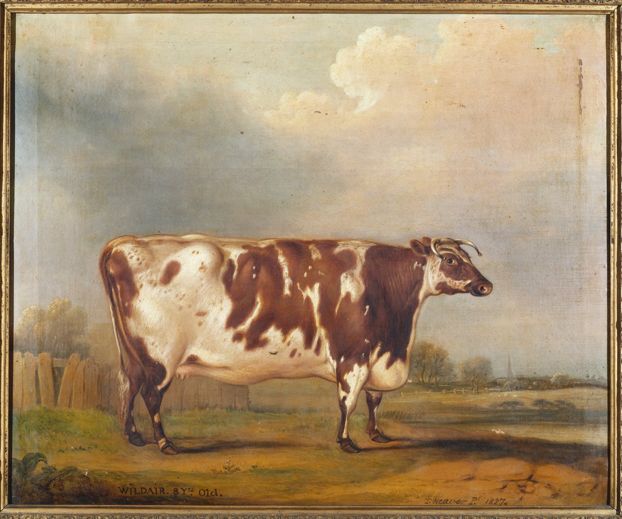 वाइल्डेयर, 1827 में एक नदी के परिदृश्य में एक आठ वर्षीय बछिया द्वारा थॉमस वीवर