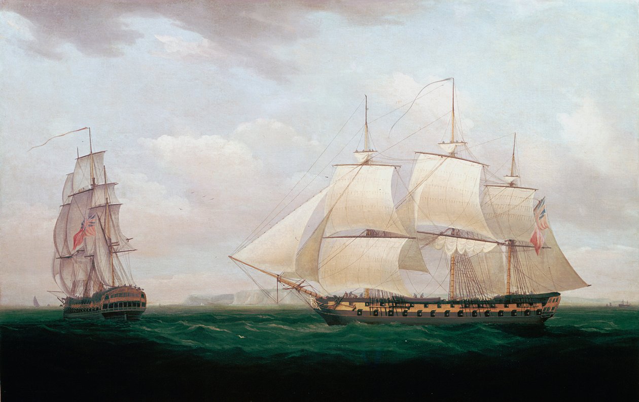 एक तट से दो ईस्ट इंडियान, थॉमस व्हिटकोम्बे, c1850 द्वारा थॉमस व्हिटकॉम्ब