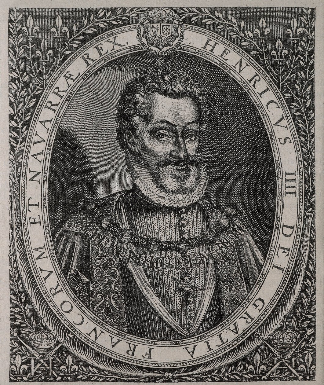 फ्रांस के हेनरी चतुर्थ और नवारे (1553-1610) का पोर्ट्रेट टॉमस डी ल्यू (16वीं शताब्दी) का उत्कीर्णन द्वारा थॉमस डी ल्यू