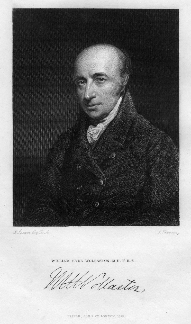 विलियम हाइड वोलास्टोन 1766-1828, अंग्रेजी भौतिक विज्ञानी, रसायनज्ञ और भौतिक विज्ञानी, 1829। द्वारा थॉमसन