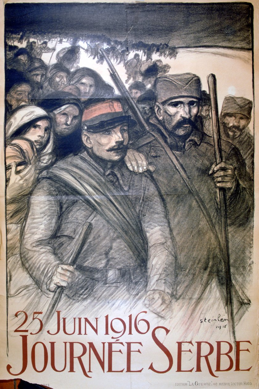 25 जून 1916 - सर्बिया दिवस, फ्रांसीसी विश्व युद्ध I पोस्टर, 1916 द्वारा थियोफाइल एलेक्जेंडर स्टीनलेन