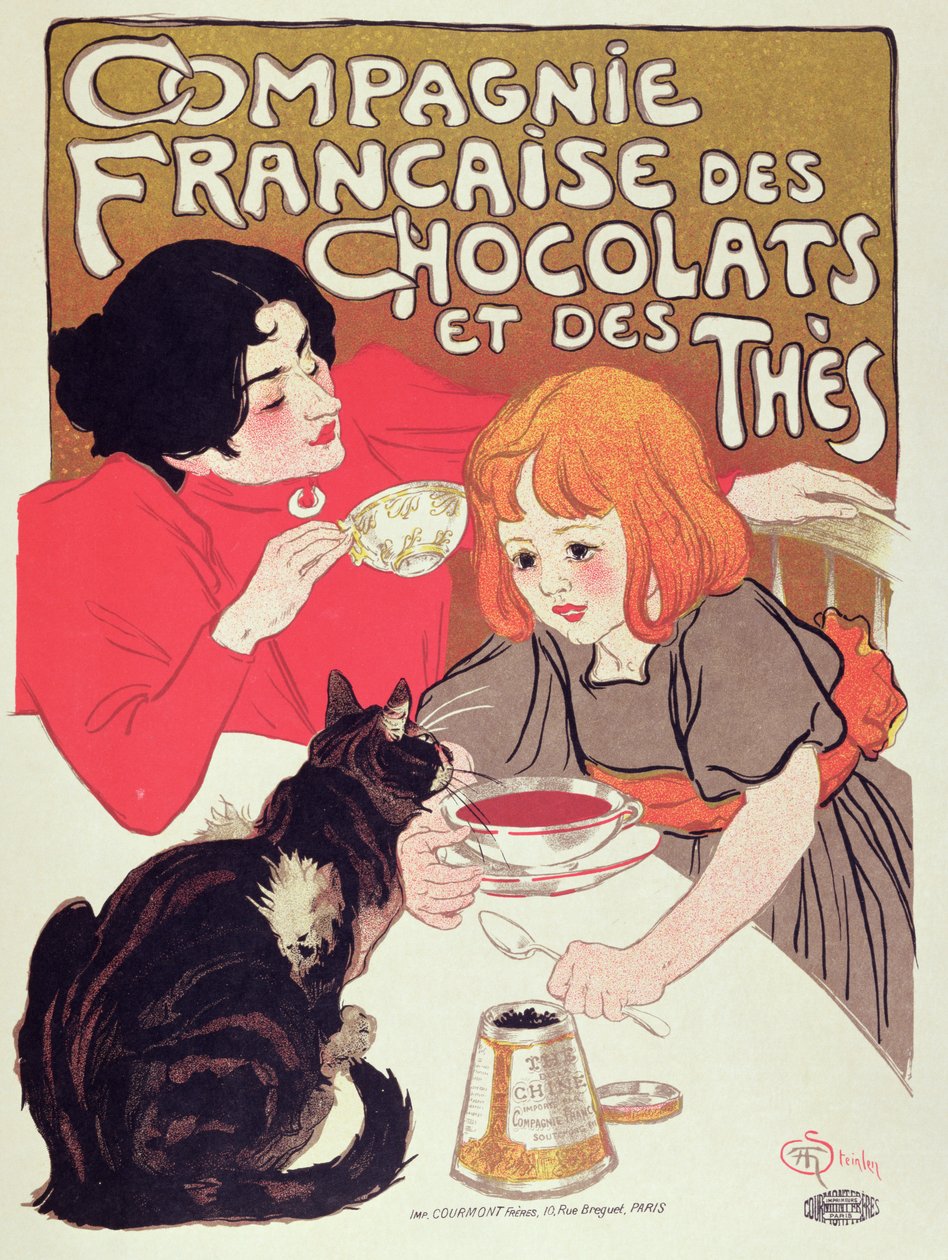 Compagnie Francaise des Chocolats et des Thes का पोस्टर विज्ञापन, c.1898 (कलर लिथो) द्वारा थियोफाइल एलेक्जेंडर स्टीनलेन