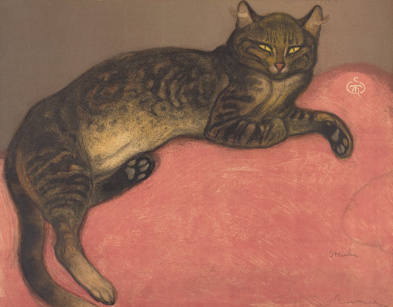 विंटर: कैट ऑन अ कुशन L'hiver: Chat sur un Coussin, 19वीं सदी के अंत में 20वीं सदी की शुरुआत में। द्वारा थियोफाइल एलेक्जेंडर स्टीनलेन