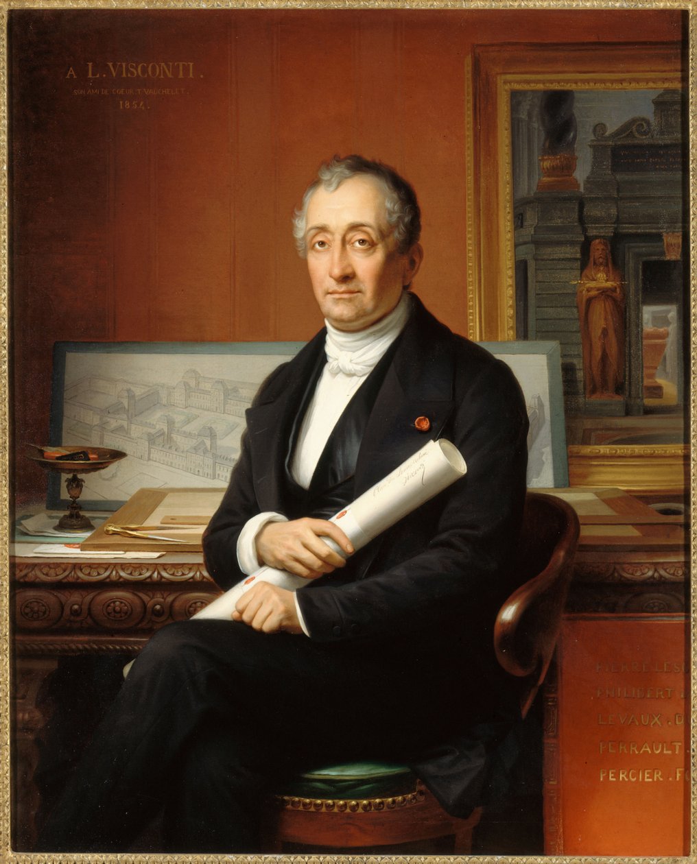 आर्किटेक्ट लुइस विस्कॉन्टी का पोर्ट्रेट 1791-1853, 1854। द्वारा थियोफाइल वाउचलेट