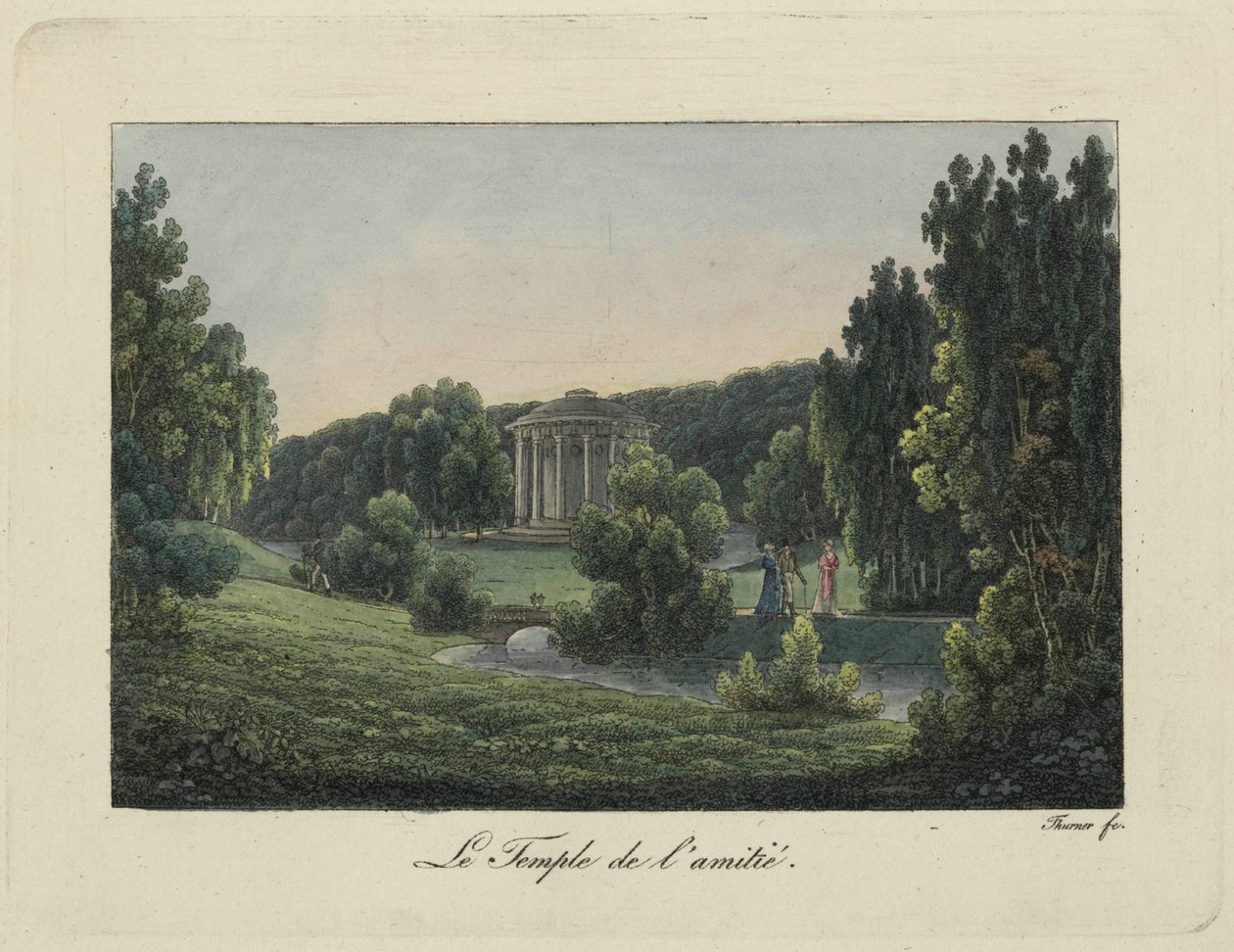 पावलोव्स्क, 1810 में मैत्री मंदिर का दृश्य। द्वारा Thurner