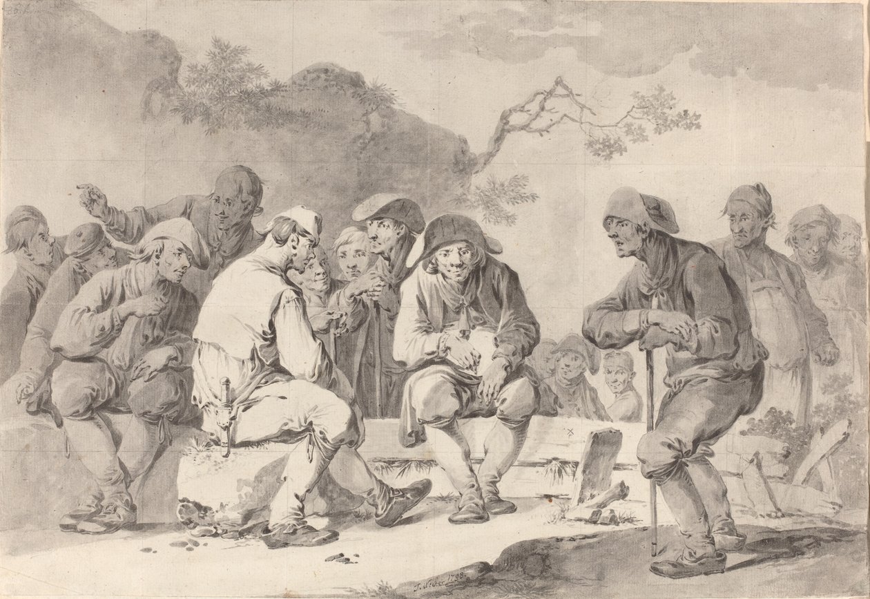 1798 (एपेनेल, ग्रे ग्रे के साथ ग्रेफाइट) से कंट्री फोल्ड के साथ सेल्फ-पोर्ट्रेट द्वारा टिबेरियस डॉमिनिकस वोचर