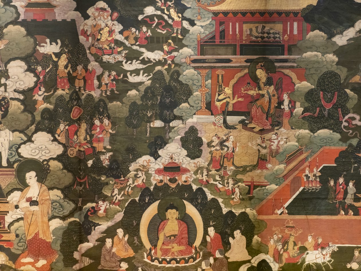 बुद्ध शाक्यमुनि के जीवन के दृश्य द्वारा तिब्बती स्कूल